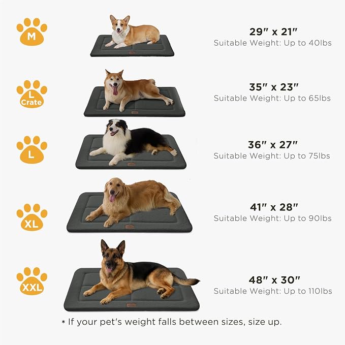 Joydeco Low Profile Dog Crate Mat Reversible Bed Pad, Washable Dog Pad Mat with Ultra Soft Fleece, Compact Design Kennel Beds Mats for Medium Small Pets, 29" x 21" Dark Gray