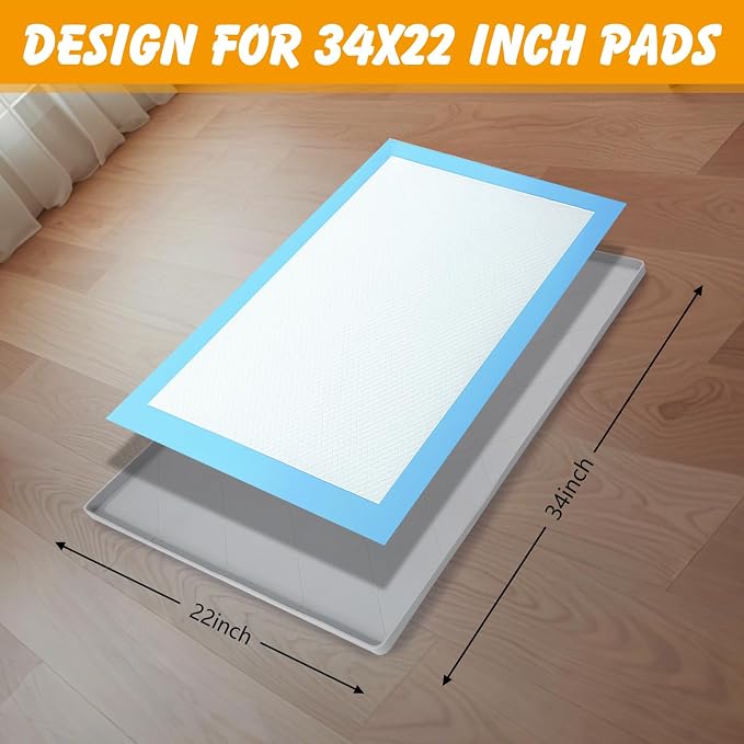 Silicone Dog Pee Pad Holder for 34x22 in Pads, Non-Slip Leak-Proof Puppy Pad Tray, Portable Puppy Training Mat with Raised Edges for Floor Protection, Easy to Clean