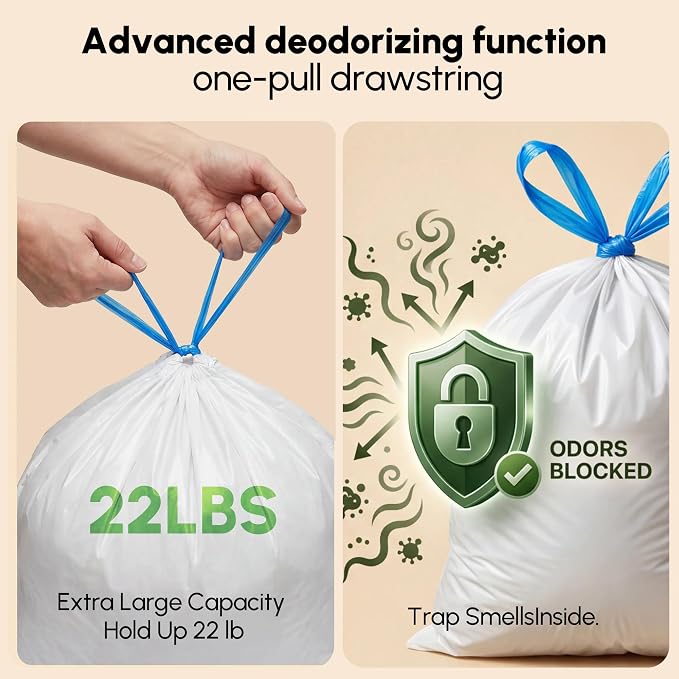 120 Count 21.65" x 11" Cat Litter Box Liners for Self Cleaning Litter Box, Extra Thick Heavy Duty Cat Litter Bags Replacement, 6-8 Gallons of Capacity