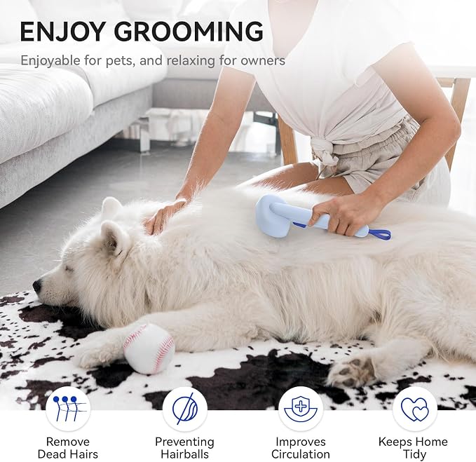 aumuca Skin Friendly Self-Cleaning Slicker Brush for Dogs & Cats, Gentle Pet Grooming Tool for Shedding & Deshedding, Efficient Hair Remover for Long & Short Haired Pets