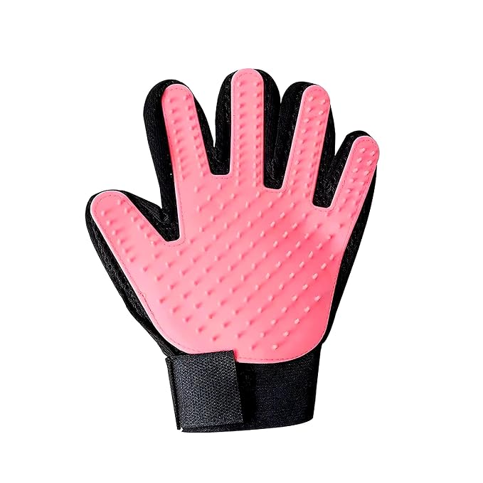 Pet Grooming Gloves – Deshedding & Bath Brush Gloves for Dogs, Cats & Horses, Gentle Hair Remover & Massage Mitt (Pink)