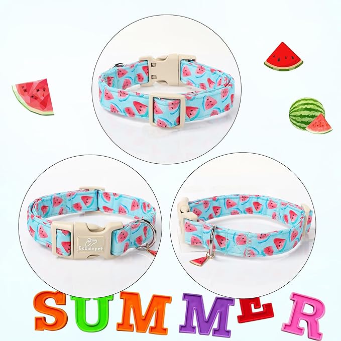 Adjustable Summer Dog Collar, Cute Watermelon Dog Collars for Giant Large Dogs, Lightweight Quick-Release Buckle Collar for Boy&Girl Dogs XL