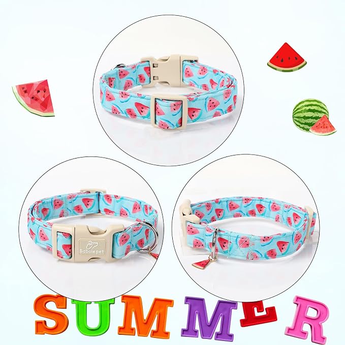 Adjustable Summer Dog Collar, Cute Watermelon Dog Collars for Puppy Small Dogs, Lightweight Quick-Release Buckle Collar for Boy&Girl Dogs XS