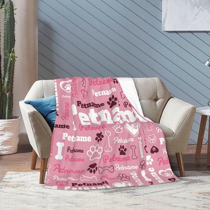 Nxwdwqa Personalized Dog Name Blanket Throws with Photos, Custom Pet Name Blanket, Dog Gifts for Pet Lovers, Customized Puppy Blanket for Adult Kid Christmas Fathers Mothers Valentines Gift
