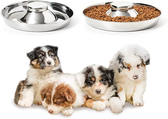2 Pack Stainless Steel Puppy Bowls, Puppy Feeder for Multiple Pets, Dog Food and Water Bowl, Food Feeding Weaning for Small Medium Large Dogs, Pets