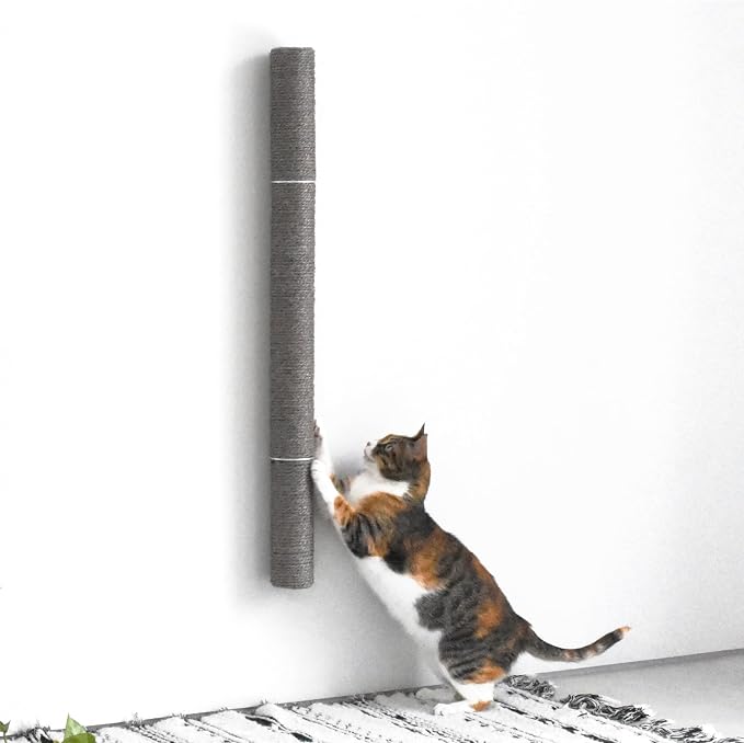xympo 34" Wall Mounted Cat Scratcher, Sisal Scratching Post - Grey