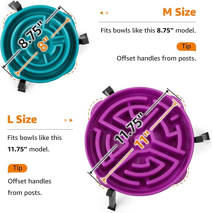 LOOBANI Double Dog Bowl Stand Adjustable 8.2"-11" Width for Large Seniors | Reduces Neck Strain, Non-Slip Rubber Feet, Rust-Proof Stand, Easy Clean, for Senior & Arthritic Dogs