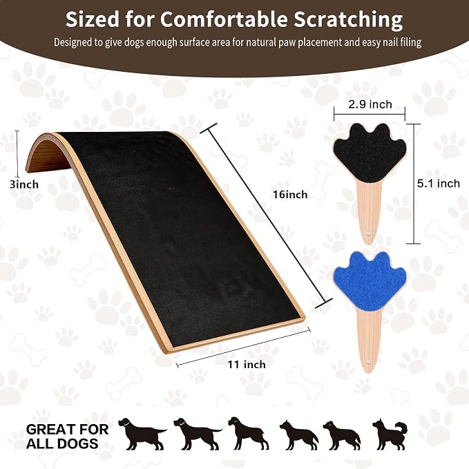 Curved Dog Nail Scratch Board with Mini File Stress-Free Nail Care | Alternative to Dog Nail Clippers&Grinders|trim nails naturally|Curved dog scratch board set with mini nail file