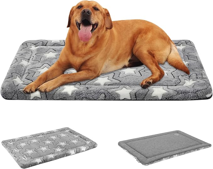 EMPSIGN Dog Crate Pad for 42"x28" Dog Crate, Star Pattern/Grey | Reversible Kennel Mat (Cool & Warm), Machine Washable, Cozy Star Pattern Sleeping Pad, All-Season Pet Bed
