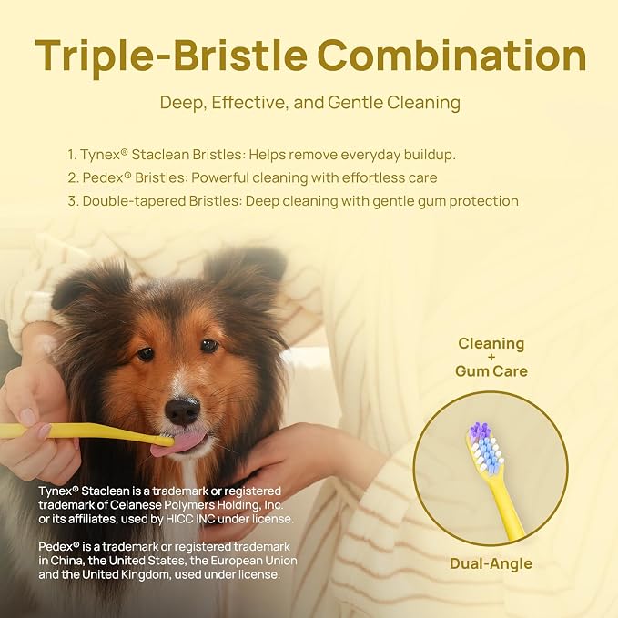 HICC PET Toothbrush for Cats & Small Dogs,Ergonomic Pet Toothbrush for Easy Teeth Cleaning,Gentle on Gums, Cat & Dog Oral Care – Toothpaste Not Included