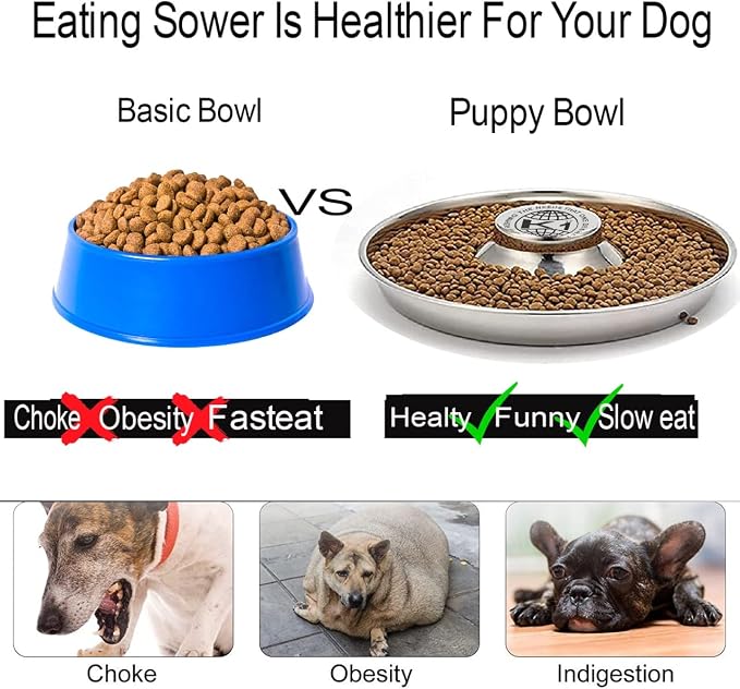 Puppy Bowls for Litter, 2 Puppy Food Bowl, Stainless Steel Puppy Feeding Bowls, Puppy Mush Bowl,11.5'', Food Feeding Puppy Weaning Bowl for Small Medium Large Pets, Puppy Feeder Bowl, Puppy Saucer