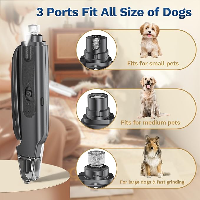 Pet Nail Clipper with Light, Type-c Dog Claw Trimmer & Grinder | Rechargeable Cordless Dog&Cat Cutter, Safety Lock & Catcher, Stainless Blades Grooming for Small Medium Large Pets, Black