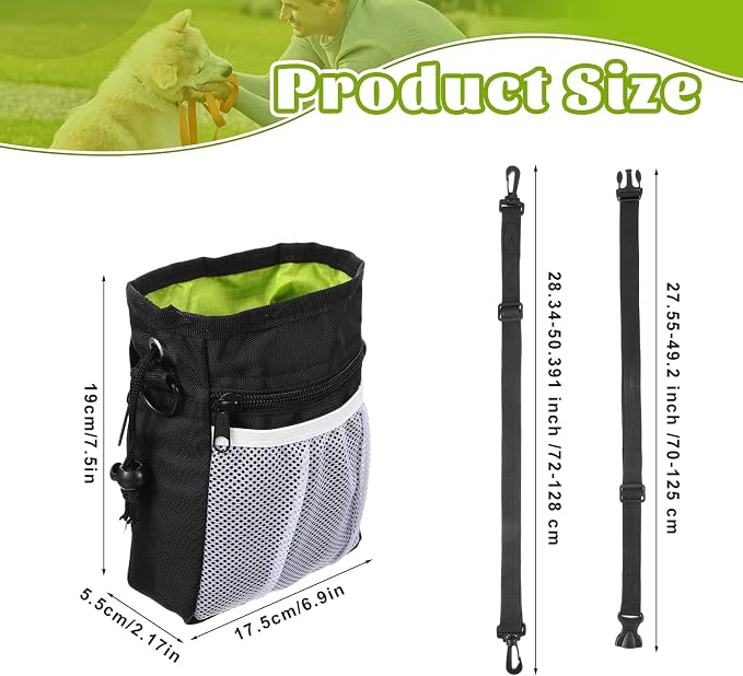 Dog Treat Training Pouch, Dog Treat Pouch Puppy Treats Pouches 3 Ways to Wear for Pet Training with Multiple Pockets Built-in Poop Bag Dispenser