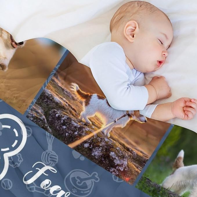 Artsadd Personalized Memorial Blanket with Pictures Pet Loss Sympathy Gift in Memory of Dog Cat Custom Photo Blanket