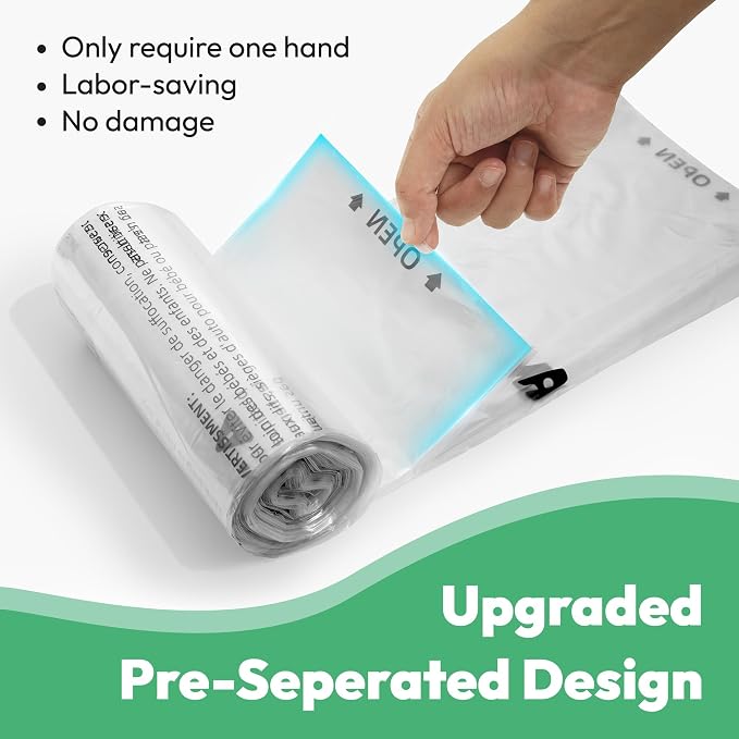 Waste Bags, Compatible with Litter Robot 4/5/3, 50 Pack Liners for Self Cleaning Litter Box, 9-11 Gallon Capacity, Pre-Separated, Transparent, Replacement Cat Litter Bags