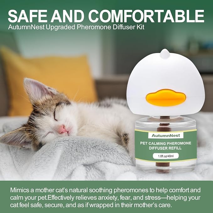 Cat Calming Pheromone Diffuser Set, 2 Diffusers + 4 Refills, 120 Days | Reduces Cat Stress, Aggression, Fighting, Marking, Meowing, Travel, Vet Visit Anxiety, Non-Toxic, Safe