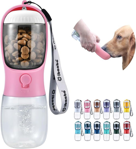 Cibaabo Dog Water Bottle with Food Container, Travel Puppy Water Bowl, Portable Pet Dispenser, Girl Dog Mom Gifts Accessories Stuff Essentials Necessities for Yorkie Chihuahua Cat Walking and Hiking
