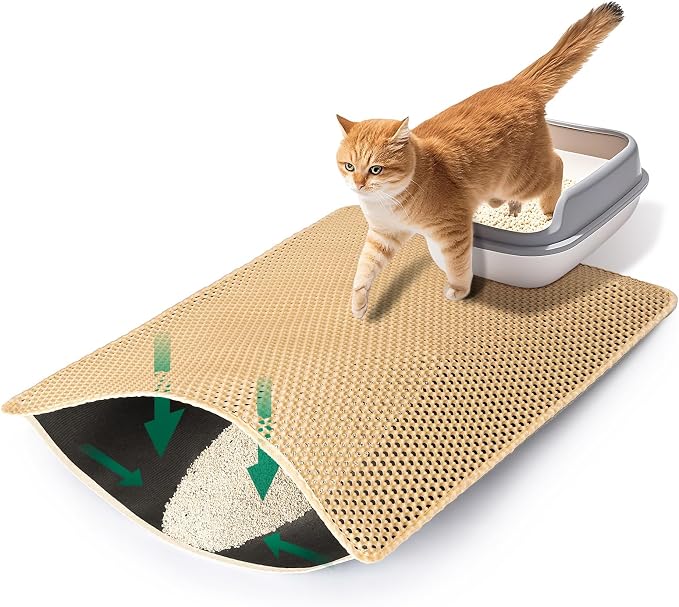 Cat Litter Mats Litter Trapping Mat,Cat Litter Box Mat for Floor 32"x22"