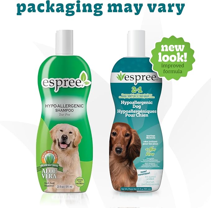 Espree Hypoallergenic Dog Shampoo & Conditioner, Sensitive Skin, 20oz | Professional Dog Grooming, Dog Grooming Supplies, Tearless Formula, Aloe Vera, Gentle Cleansing, Professional Salon Quality