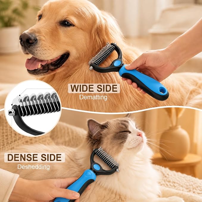 Deshedding Brush for Dogs and Cats,Undercoat Rake Pet Brush for Long Hair,Professional Deshedding Tool, Ideal For Medium Or Long Haired BreedsGrooming Tool for Thick Coats (Pink)