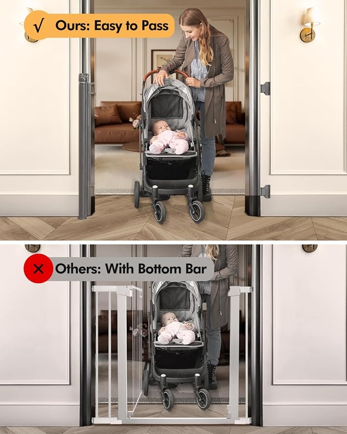 Retractable Baby Gate for Stairs & Doorways,71" Wide x 33.6" Tall Easy Installation Mesh Dog Gate for Indoor & Outdoor Use,Pet and Dog Safety Gate for Hallways(Grey)