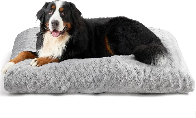 EHEYCIGA XXL Washable Dog Bed for Crate 47x29 Inch, Kennel Pad for Extra Large Dogs Up to 100 lbs, Plush and Comfy Pet Sleeping Mat, Grey