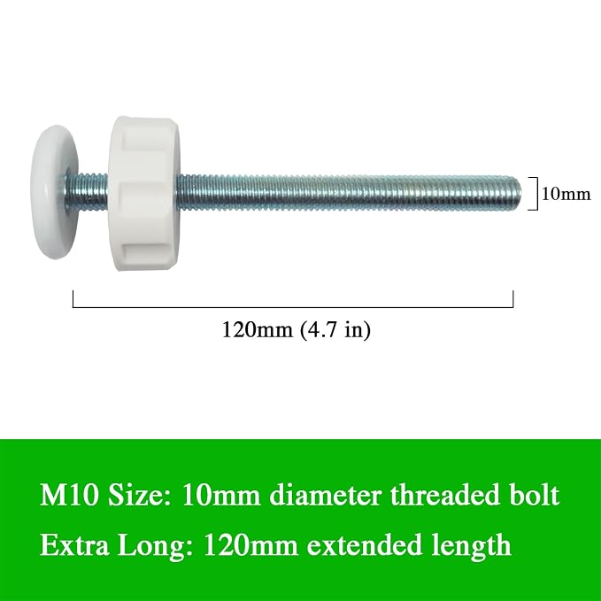 Extra Long M10 (10mm) Spindle Rods for Pressure Mounted Baby and Pet Safety Gates 4 Pack Replacement Set (10mm, White)