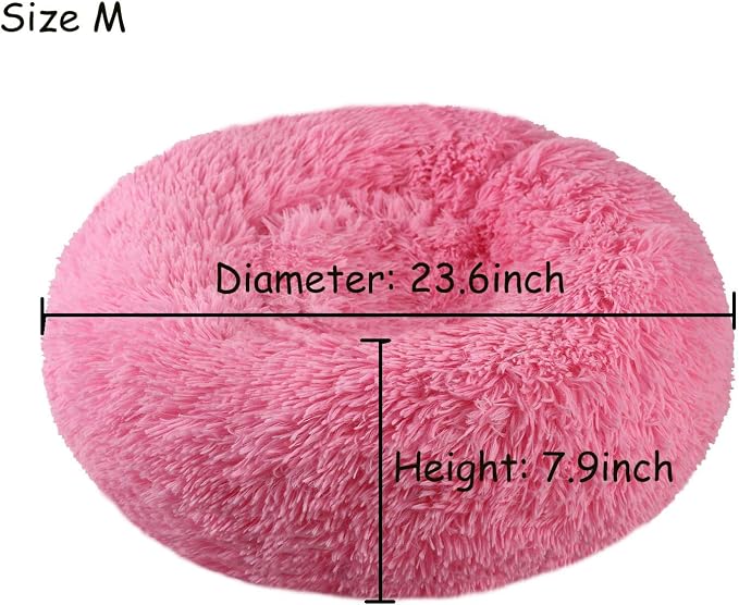 Modern Soft Plush Round Pet Bed for Cats or Small Dogs, Mini Medium Sized Dog Cat Bed Self Warming Autumn Winter Indoor Snooze Sleeping Cozy Kitty Teddy Kennel (24'' D x 8'' H, Hot Pink)