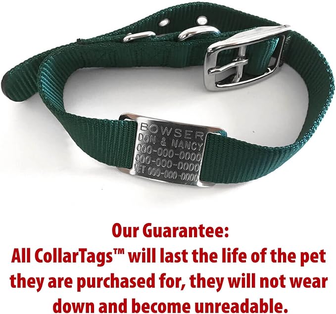 Personalized Dog Tags - Boomerang Tags, Engraved Silent Custom Slide-on Stainless Steel, Dog ID Tags Personalized (Closed End Small for 5/8 Inch Wide Nylon Collars with Belt Buckle)