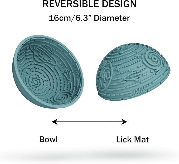 OHMO Slow Feeder Bowl Lick Mat for Dogs(Light Blue, 6.3") Interactive Soft Silicone w/Wobbly & Stable Galaxy Design, Reduces Pet Boredom Anxiety, Easy Clean