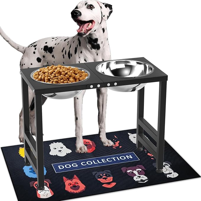 Metal Elevated Dog Bowls for Large Extral Large Breed Raised Dog Bowl Stand with Sprill Proof Mat and 3000ML Pet Bowls, 17" Tall Food & Water Feeder for Extra Large Breed