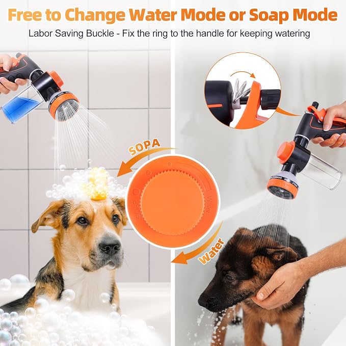 Dog Shower Attachment with Metal 3-Way Shower Diverter & 6.6FT Shower Hose for Bathroom Showr Arm, Dog Wash Hose Nozzle Sprayer for Easy Pet Bathing Dog Washing Hose Attachment