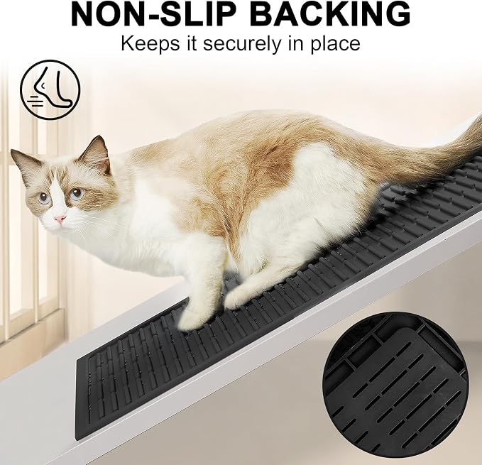 Heavy-Duty Cat Litter Mat: 10,000 Scratch Motions Tested | XL Extra-Thick Silicone Mat - No Holes for 3 Years