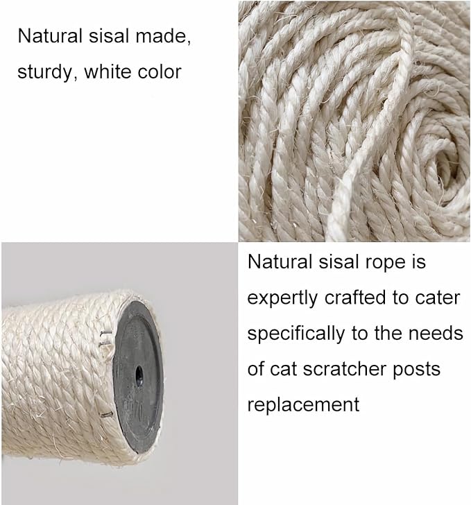 2 PCS M8 Cat Scratching Post Replacement,15.7Inch Sisal Pole Cat Tree Replacement Post with Screws,DIY Scratcher Scratching Post Replacement, Pad, Crafts Gardening Hammock Home Decorating