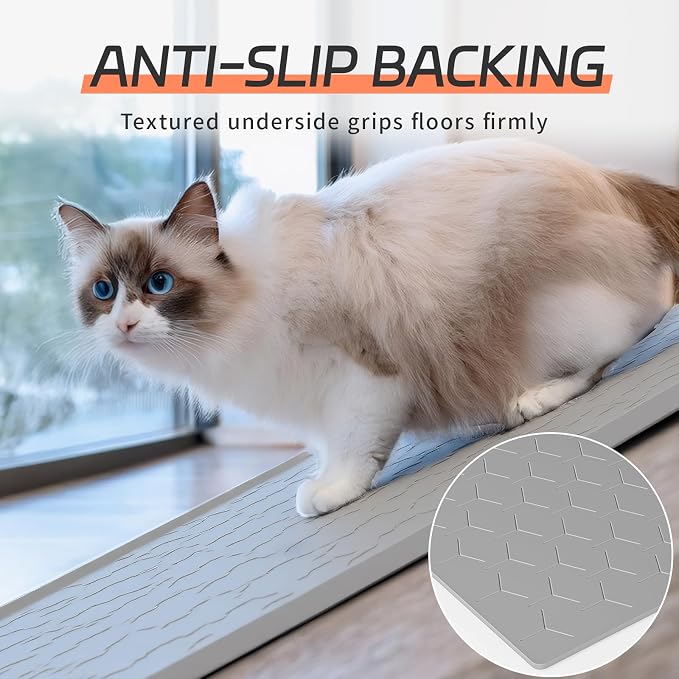 Bulkniu Silicone XL Cat Litter Mat, 28"X40", Raised Edge Waterproof, Grey | Litter Trapping & Recycling, Easy to Clean, Non-Slip, Durable Safe & Odorless, Paw Friendly