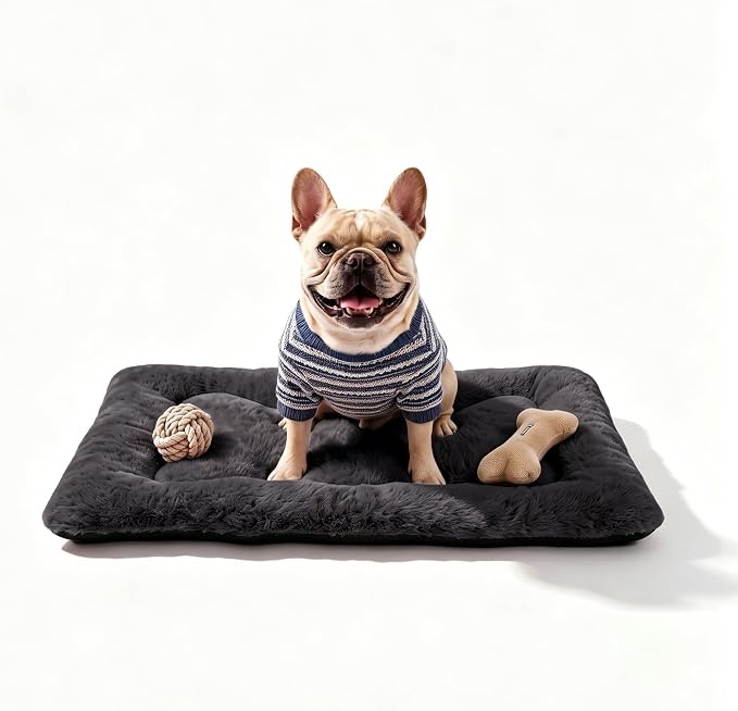 Dog Bed 30" for Metal Crate Pad, Washable Kennel Mat for Medium Dogs & Pets | Soft faux rabbit fur, non-slip,machine wash/dry, plush cushioning, for crates, floors & travel, multiple sizes for all breeds