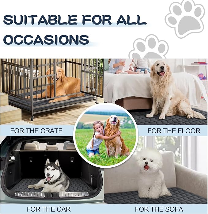 Bubble bear Dog Crate Mat - Upgraded Thick, Ultra Soft, Washable & Anti-Slip Kennel Pad for Small/Medium/Large Dogs, Dark-Hued to Hide Stains (36"x23")