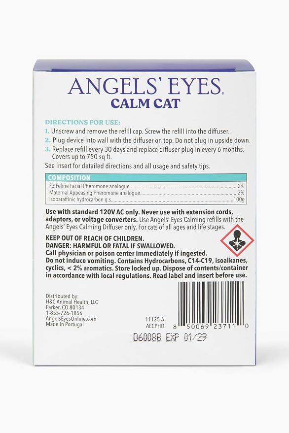 ANGELS' EYES Advanced Pheromone Calming Diffuser Starter Kit for Cats, 30-Day Kit + Refill | Starter Kit, Plug-in Diffuser + Refill, Reduces Hiding, Scratching, Stress & Spraying, Multi-Cat Homes
