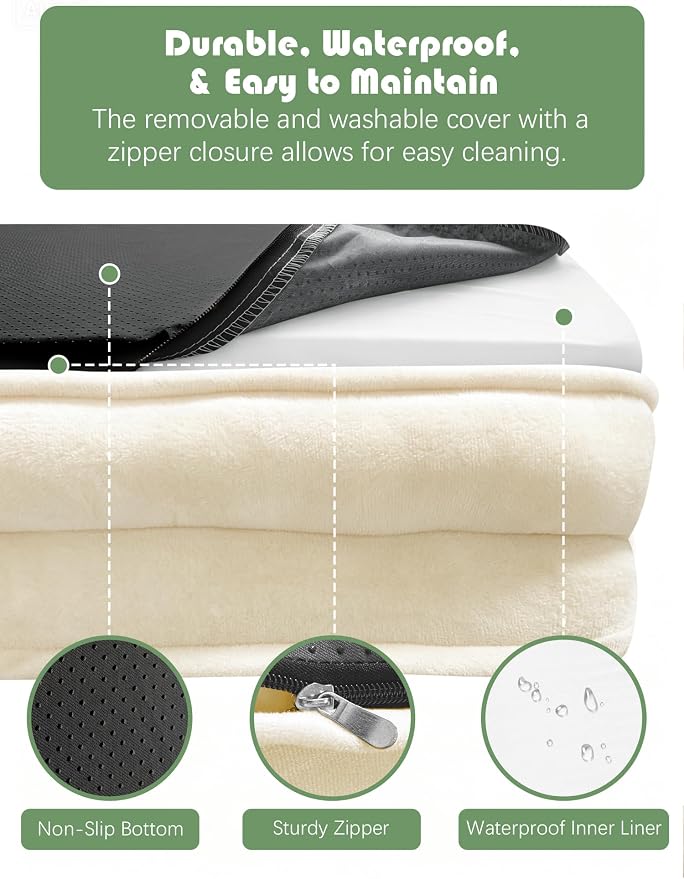 Spotted Play Orthopedic Dog Bed with Sides - Sofa Beds for Large Dogs, Supportive Foam Pet Couch Bed with Washable Removable Cover, Waterproof Lining and Non-Slip Bottom, Ivory - L-Plus