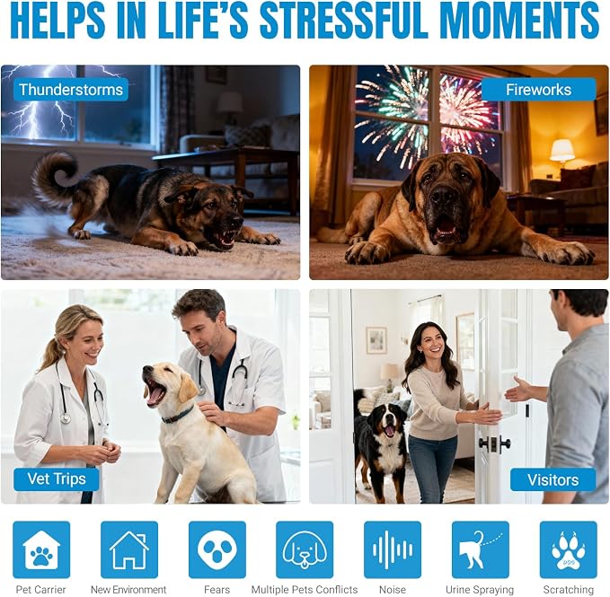 Dog Calming Pheromone Diffuser Stop Scratching Spraying 2 Refill 60 Days