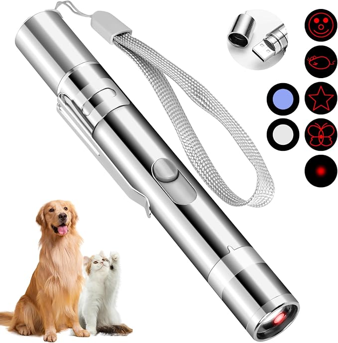 Waputne Cat Toy for Indoor Cats, USB Rechargeable Kitten Toys with 7 Adjustable Patterns, Interactive Chase Toys for Indoor Cats & Dogs, Training & Exercise Fun