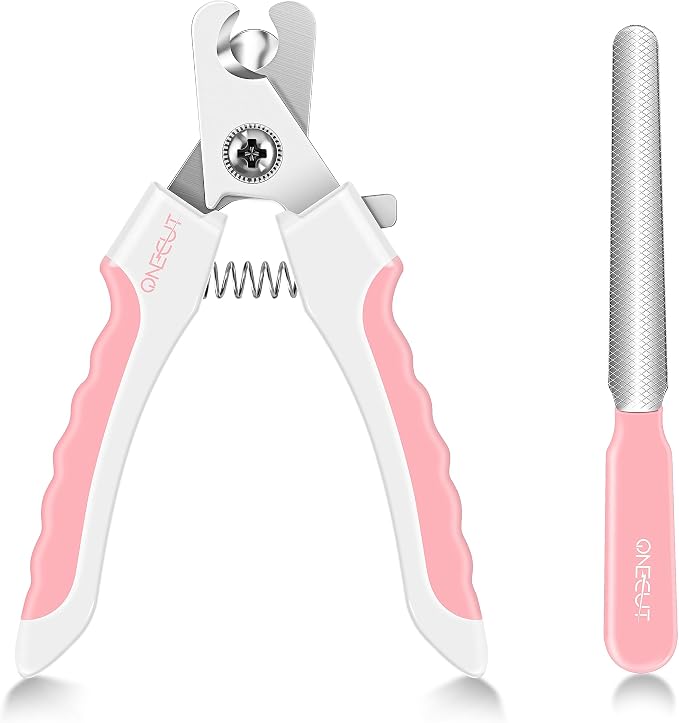 6" Dog Nail Clippers for Small, Medium and Large Breed Professional Pet Nail Trimmers -Suitable for Cats, Rabbits and Guinea Pigs with Safety Guard to Avoid Over Cutting (Pink)