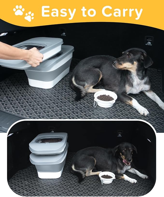 10-13 Lbs Dog Food Stroage Container, Collapsible Dog Food Containers with Airtight Lid, Pet Food Scoop, Pet Food Storage Container Dry Food for Dog, Cat and Other Pets