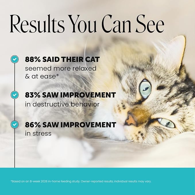 Cat Calming Treats for Anxiety Relief - Dual Texture Crunchy Creamy Calming Chews for Cats - Feline Stress Relief Behavior Support for Travel, Vet Visits, Grooming, Separation Anxiety (30-Day Supply)