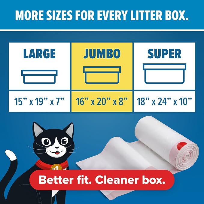 Jonny Cat Litter Box Liners: Heavy Duty - Tear & Leak Resistant - Drawstring Close - Jumbo, 15 Count