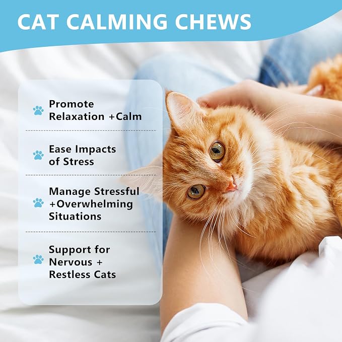 Calming Chews for Cats 460ct, Cat Calming Treats - Cat Anxiety Relief, Helps Reduce Stress & Promotes Relaxation for Travel, Boarding, Vet Visits, Separation Anxiety, Prevent Bites - Krill Flavor