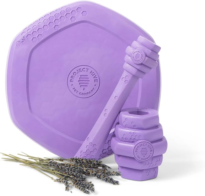 PROJECT HIVE ·PET COMPANY· Dog disc - Great for Fetch - Includes a Lick mat on Back - Floats in Water, Smooth Glide - Made in The USA (Calming Lavender)
