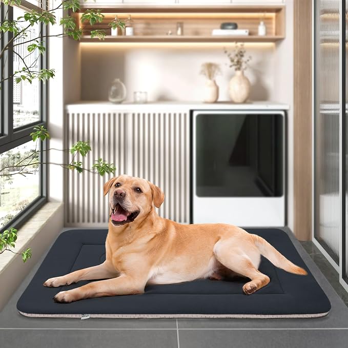 Dog Bed Soft Dog Crate Pad Mat for Medium/Large Dogs, 36 in Non-Slip Bottom Washable Dog Sleeping Mattress Pet Beds Cat Bed Kennel Pad, Dark Blue Gray