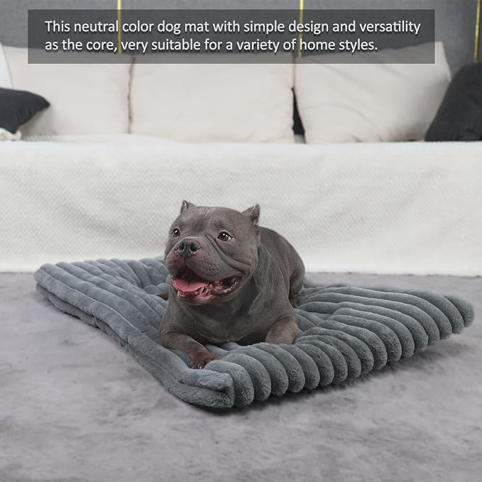 Dog Beds Crate Pad for Medium to Large Dogs Ultra Soft Dog Mat for Crate or Cage 36 Inch Washable and Anti-Slip Fluffy Flat Kennel Pad for Pets Cozy Sleeping Mattress Cushion,35" x 23",Grey