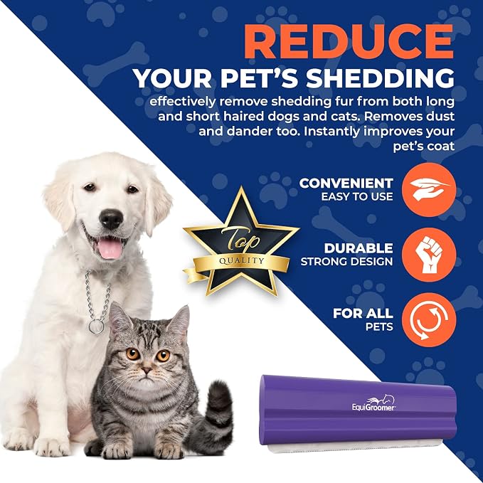 EquiGroomer 5-Inch Undercoat Deshedding Brush for Dogs & Cats, Purple | Best for dogs up to 100 lbs and cats of any size, short or long hair, stainless blade, no cutting or pulling